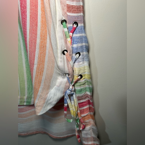 🧁Vintage Jac Dale. Sleeveless Rainbow Stripes Print with lace up side detailing. - Picture 5 of 12